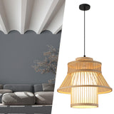 Maxbell Bamboo Woven Pendant Lamp Rustic Weave Ceiling Light for Kitchen Porch Hotel Style E