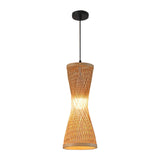 Maxbell Bamboo Woven Pendant Lamp Rustic Weave Ceiling Light for Kitchen Porch Hotel Style F