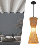 Maxbell Bamboo Woven Pendant Lamp Rustic Weave Ceiling Light for Kitchen Porch Hotel Style F