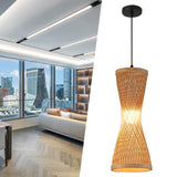 Maxbell Bamboo Woven Pendant Lamp Rustic Weave Ceiling Light for Kitchen Porch Hotel Style F