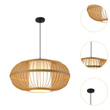 Maxbell Bamboo Woven Pendant Lamp Rustic Weave Ceiling Light for Kitchen Porch Hotel Style G