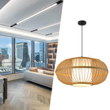 Maxbell Bamboo Woven Pendant Lamp Rustic Weave Ceiling Light for Kitchen Porch Hotel Style G