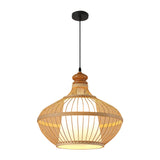 Maxbell Bamboo Woven Pendant Lamp Rustic Weave Ceiling Light for Kitchen Porch Hotel Style J