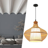 Maxbell Bamboo Woven Pendant Lamp Rustic Weave Ceiling Light for Kitchen Porch Hotel Style J