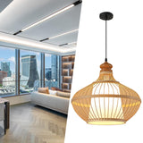 Maxbell Bamboo Woven Pendant Lamp Rustic Weave Ceiling Light for Kitchen Porch Hotel Style J