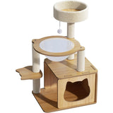 Maxbell Cat Tree 5 Tiers Stable Plush Perch 30" Tall Wooden Play House Pets Supplies
