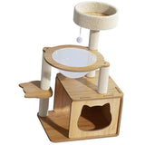 Maxbell Cat Tree 5 Tiers Stable Plush Perch 30" Tall Wooden Play House Pets Supplies
