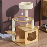 Maxbell Cat Tree 5 Tiers Stable Plush Perch 30" Tall Wooden Play House Pets Supplies