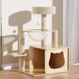 Maxbell Cat Tree 5 Tiers Stable Plush Perch 30" Tall Wooden Play House Pets Supplies