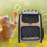Maxbell Pet Carrier Backpack Pet Travel Bag for Hiking Travel Small Medium Sized Pet Brown