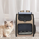Maxbell Pet Carrier Backpack Pet Travel Bag for Hiking Travel Small Medium Sized Pet Brown
