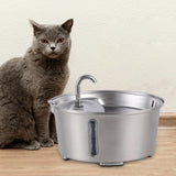 Maxbell Cat Water Fountain Stainless Steel 2.6L Water Bowl Drinking Fountain for Pet