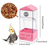 Maxbell Bird Food Feeder Clear Automatic Bird Feeder for Canaries Cockatoo Lovebirds pink