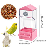 Maxbell Bird Food Feeder Clear Automatic Bird Feeder for Canaries Cockatoo Lovebirds pink