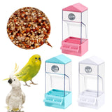 Maxbell Bird Food Feeder Clear Automatic Bird Feeder for Canaries Cockatoo Lovebirds pink