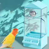 Maxbell Bird Food Feeder Clear Automatic Bird Feeder for Canaries Cockatoo Lovebirds blue