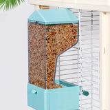 Maxbell Bird Food Feeder Clear Automatic Bird Feeder for Canaries Cockatoo Lovebirds blue