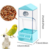 Maxbell Bird Food Feeder Clear Automatic Bird Feeder for Canaries Cockatoo Lovebirds blue