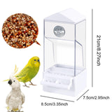 Maxbell Bird Food Feeder Clear Automatic Bird Feeder for Canaries Cockatoo Lovebirds white