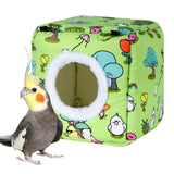 Maxbell Bird Hanging Nest Thickened Plush Shed Hut for Cockatiel Bluebirds Lovebirds Green