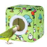 Maxbell Bird Hanging Nest Thickened Plush Shed Hut for Cockatiel Bluebirds Lovebirds Green