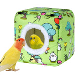 Maxbell Bird Hanging Nest Thickened Plush Shed Hut for Cockatiel Bluebirds Lovebirds Green