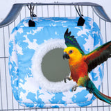Maxbell Bird Hanging Nest Thickened Plush Shed Hut for Cockatiel Bluebirds Lovebirds Blue