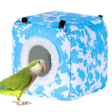 Maxbell Bird Hanging Nest Thickened Plush Shed Hut for Cockatiel Bluebirds Lovebirds Blue