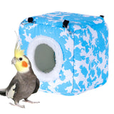 Maxbell Bird Hanging Nest Thickened Plush Shed Hut for Cockatiel Bluebirds Lovebirds Blue