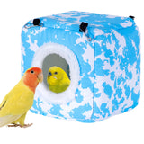 Maxbell Bird Hanging Nest Thickened Plush Shed Hut for Cockatiel Bluebirds Lovebirds Blue