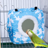 Maxbell Bird Hanging Nest Thickened Plush Shed Hut for Cockatiel Bluebirds Lovebirds Blue