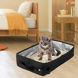 Maxbell Cat Litter Box Oxford Cloth Portable Waterproof Travel Easy to Carry Folding Black L
