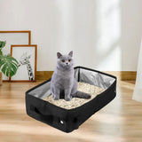 Maxbell Cat Litter Box Oxford Cloth Portable Waterproof Travel Easy to Carry Folding Black L