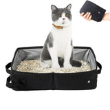 Maxbell Cat Litter Box Oxford Cloth Portable Waterproof Travel Easy to Carry Folding Black XL