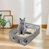 Maxbell Cat Litter Box Oxford Cloth Portable Waterproof Travel Easy to Carry Folding Gray L