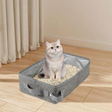 Maxbell Cat Litter Box Oxford Cloth Portable Waterproof Travel Easy to Carry Folding Gray XL