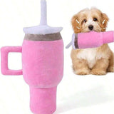 Dog Squeaky Toy Bite Resistant Chewing Plush Cup for Small Medium Large Dogs pink