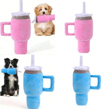 Dog Squeaky Toy Bite Resistant Chewing Plush Cup for Small Medium Large Dogs pink