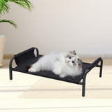 Cooling Elevated Dog Bed Metal Frame Pet Cot for Dogs Small Medium Dogs Cats Black
