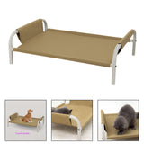 Cooling Elevated Dog Bed Metal Frame Pet Cot for Dogs Small Medium Dogs Cats Khaki
