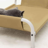 Cooling Elevated Dog Bed Metal Frame Pet Cot for Dogs Small Medium Dogs Cats Khaki