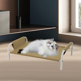 Cooling Elevated Dog Bed Metal Frame Pet Cot for Dogs Small Medium Dogs Cats Khaki