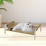 Cooling Elevated Dog Bed Metal Frame Pet Cot for Dogs Small Medium Dogs Cats Khaki