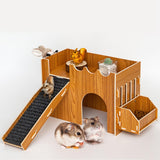 Maxbell Hamster House Wooden Guinea Pig Castle for Other Small Animals Mouse Lemming
