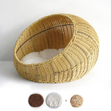 Cat Basket Bed Imitation Rattan Lounge Bed Ventilated Handmade Woven Cat Bed beige