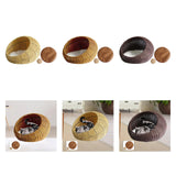 Cat Basket Bed Imitation Rattan Lounge Bed Ventilated Handmade Woven Cat Bed beige