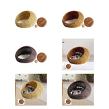 Cat Basket Bed Imitation Rattan Lounge Bed Ventilated Handmade Woven Cat Bed beige