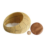 Cat Basket Bed Imitation Rattan Lounge Bed Ventilated Handmade Woven Cat Bed beige