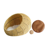 Cat Basket Bed Imitation Rattan Lounge Bed Ventilated Handmade Woven Cat Bed beige