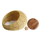 Cat Basket Bed Imitation Rattan Lounge Bed Ventilated Handmade Woven Cat Bed beige